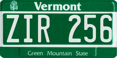 VT license plate ZIR256