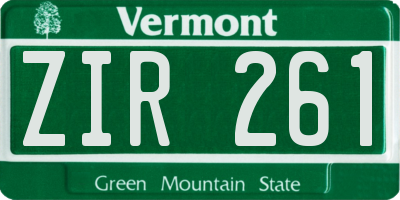 VT license plate ZIR261