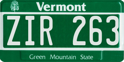 VT license plate ZIR263