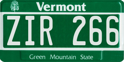 VT license plate ZIR266
