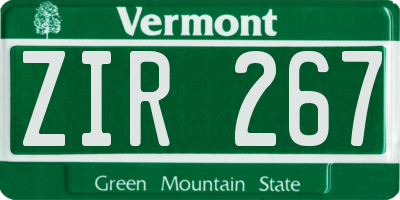 VT license plate ZIR267