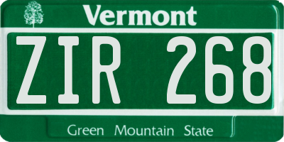 VT license plate ZIR268