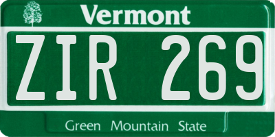 VT license plate ZIR269