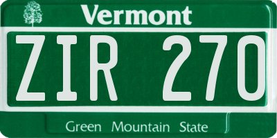 VT license plate ZIR270