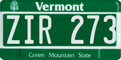 VT license plate ZIR273