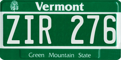VT license plate ZIR276