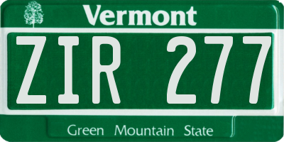 VT license plate ZIR277
