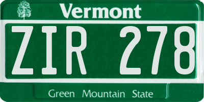 VT license plate ZIR278