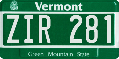 VT license plate ZIR281