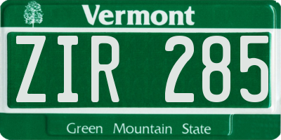 VT license plate ZIR285