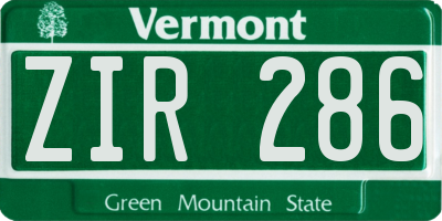 VT license plate ZIR286