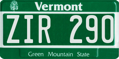 VT license plate ZIR290