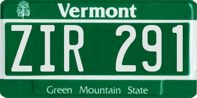 VT license plate ZIR291