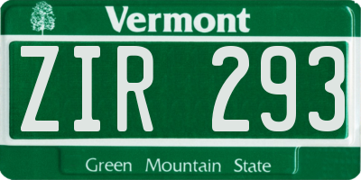 VT license plate ZIR293
