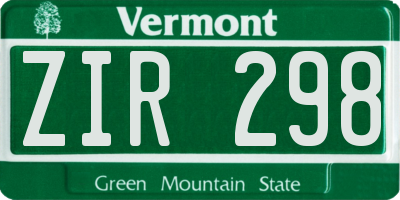 VT license plate ZIR298