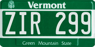 VT license plate ZIR299