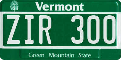 VT license plate ZIR300