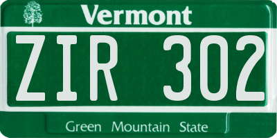 VT license plate ZIR302