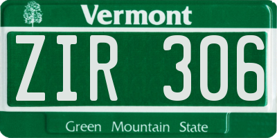 VT license plate ZIR306