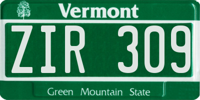 VT license plate ZIR309