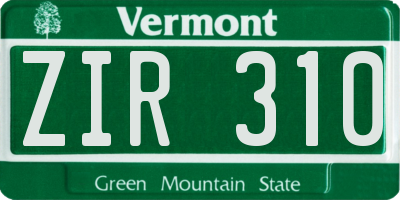 VT license plate ZIR310