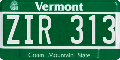 VT license plate ZIR313