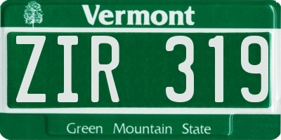 VT license plate ZIR319
