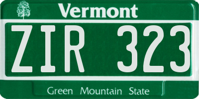 VT license plate ZIR323