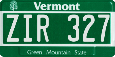 VT license plate ZIR327