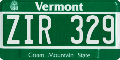 VT license plate ZIR329