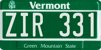 VT license plate ZIR331