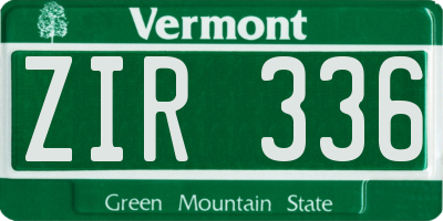 VT license plate ZIR336