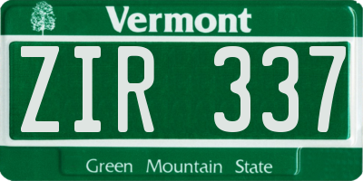 VT license plate ZIR337