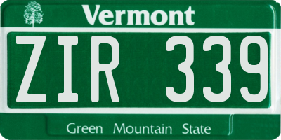 VT license plate ZIR339