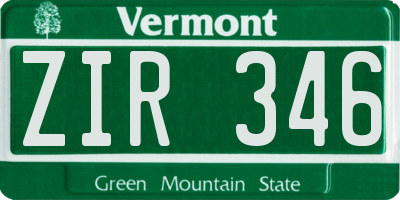 VT license plate ZIR346