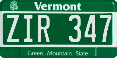 VT license plate ZIR347