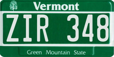 VT license plate ZIR348