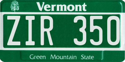 VT license plate ZIR350