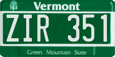 VT license plate ZIR351
