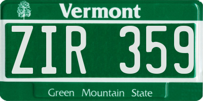 VT license plate ZIR359