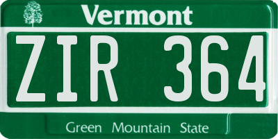 VT license plate ZIR364