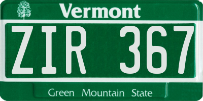 VT license plate ZIR367