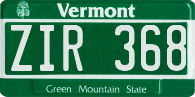 VT license plate ZIR368