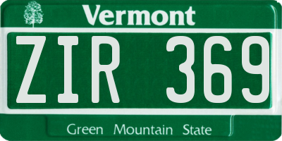 VT license plate ZIR369
