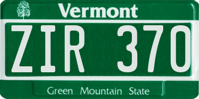 VT license plate ZIR370
