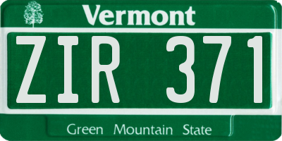 VT license plate ZIR371