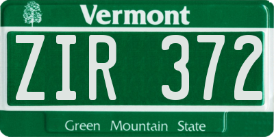VT license plate ZIR372