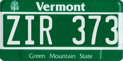 VT license plate ZIR373