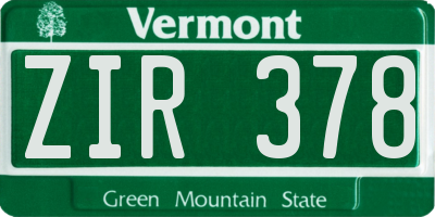 VT license plate ZIR378