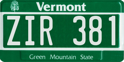 VT license plate ZIR381